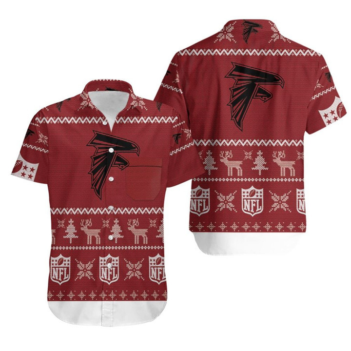 Atlanta Falcons Ugly Sweater Sweatshirt Christmas Hawaiian Shirt Tropical Aloha Button Up
