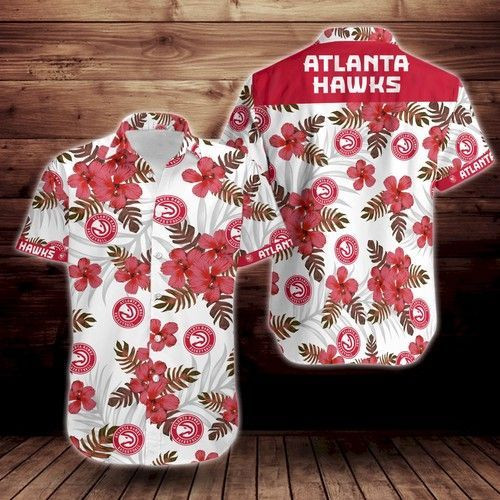 Atlanta Hawks Tropical Flower Hawaiian Shirt Tropical Aloha Button Up