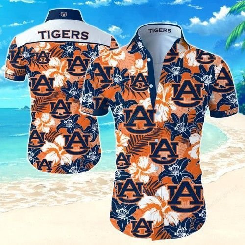 Auburn Tigers Hawaiian Shirt Tropical Aloha Button Up