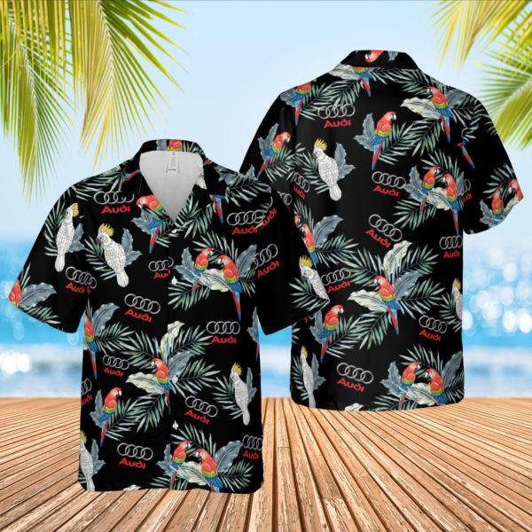 Audi Car Logo Aloha Hawaiian Shirt Tropical Aloha Button Up