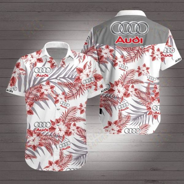 Audi Hawaiian Shirt Tropical Aloha Button Up
