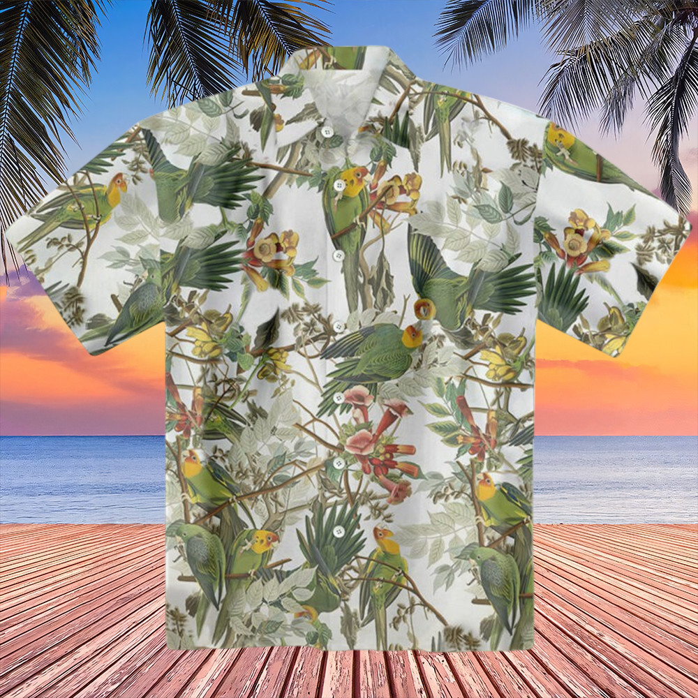 Audubon Carolina Parrot Hawaiian Shirt Tropical Aloha Shirt Gifts For Dad