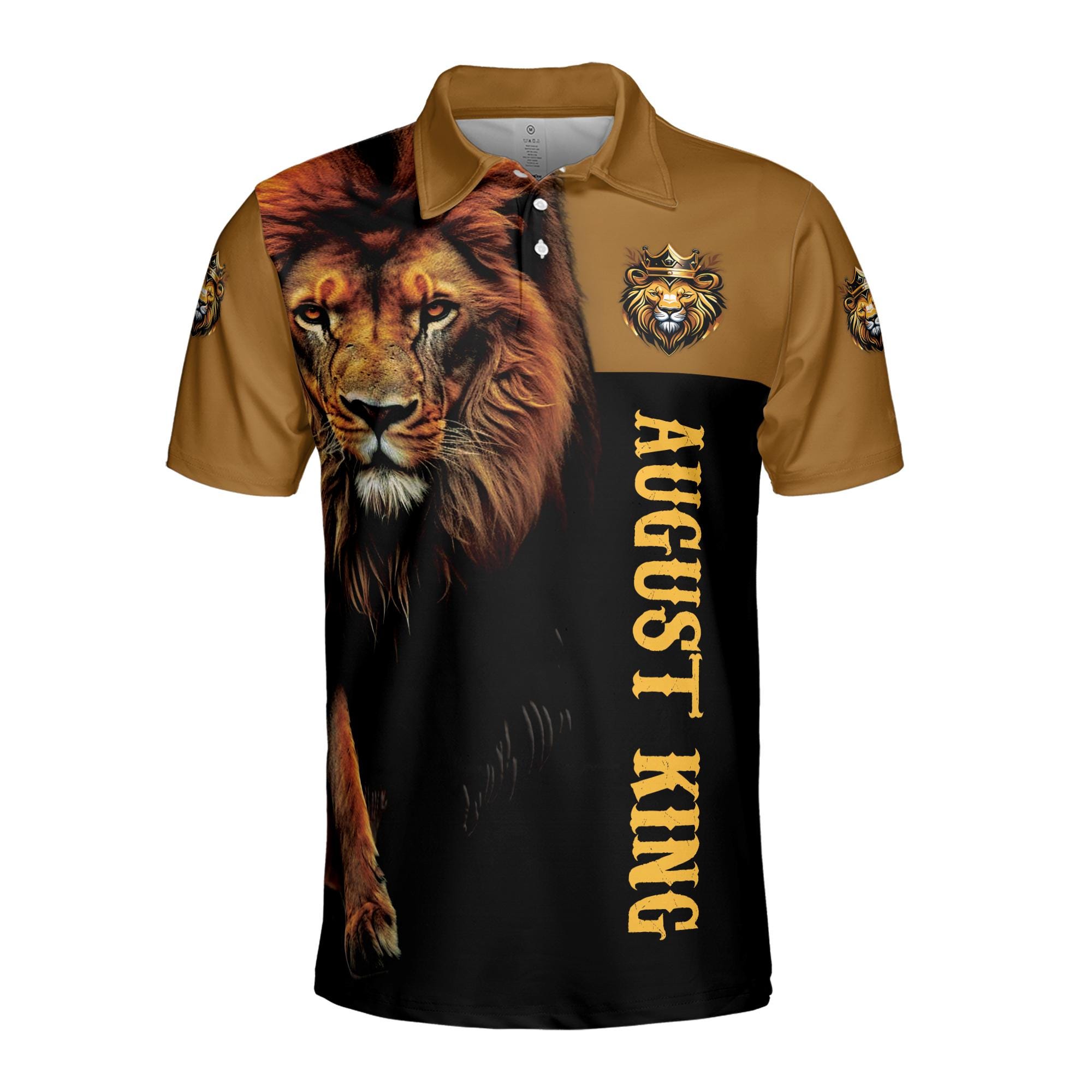 Alternative view of August King Lion My Scars Tell A Story Black Men's 3D Polo Shirt