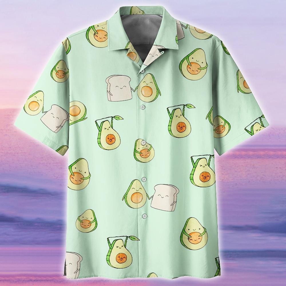 Avocado Funny Hawaiian Shirt Tropical Aloha Button Up