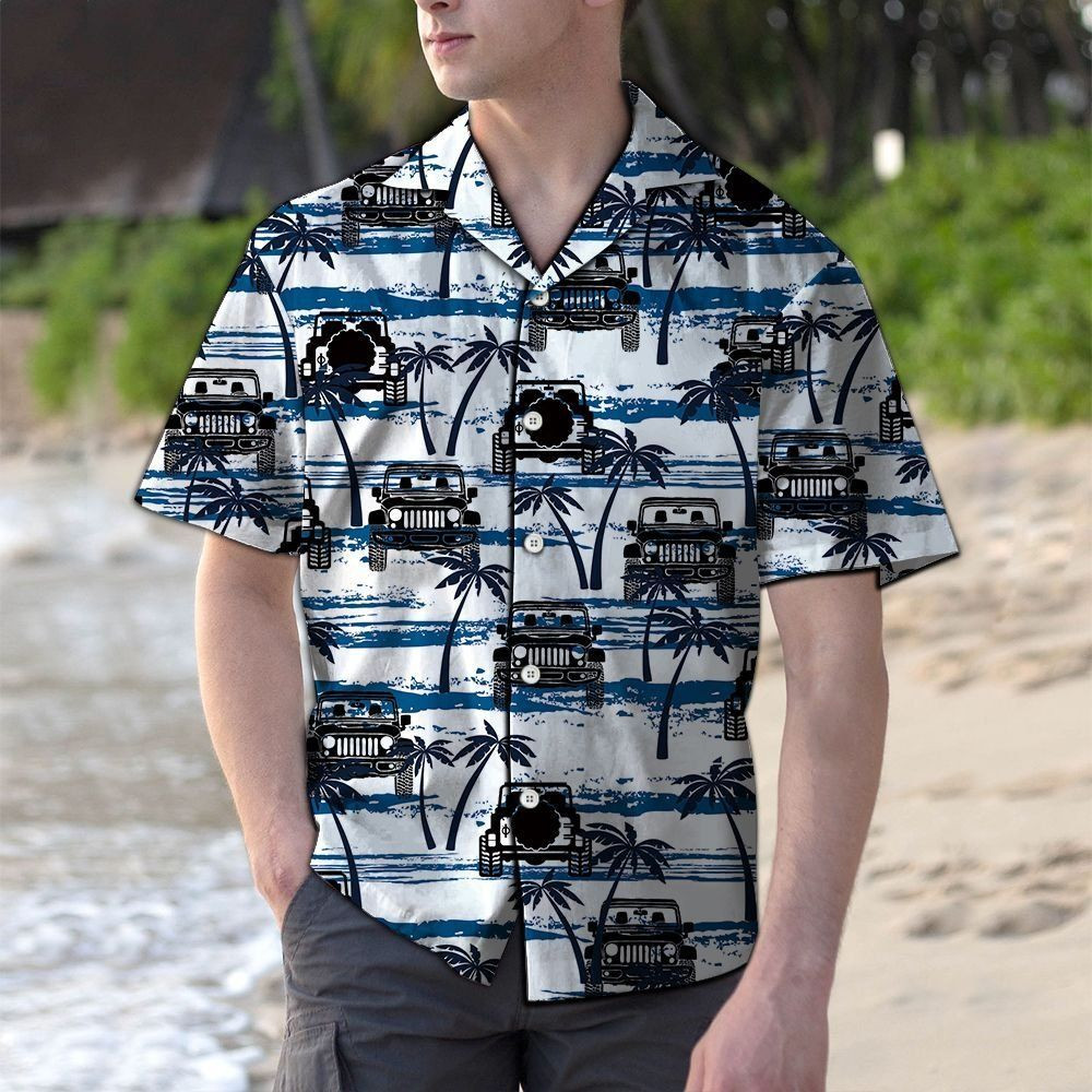 Awesome Jeep Hawaiian Shirt Tropical Aloha Button Up