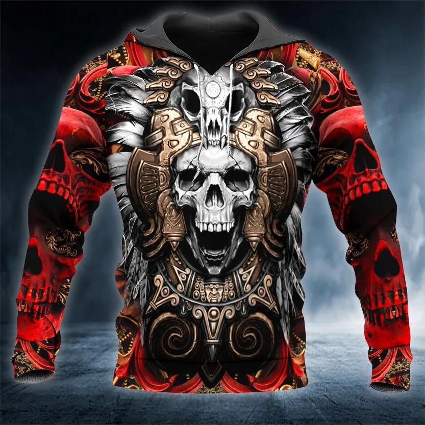 Aztec Mayan Warrior Skull 3D All Over Print Hoodie