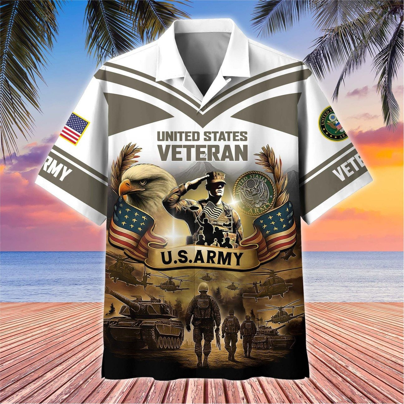 Bald Eagle United States Army Veterans Hawaiian Shirt Veterans Day Gifts For Him