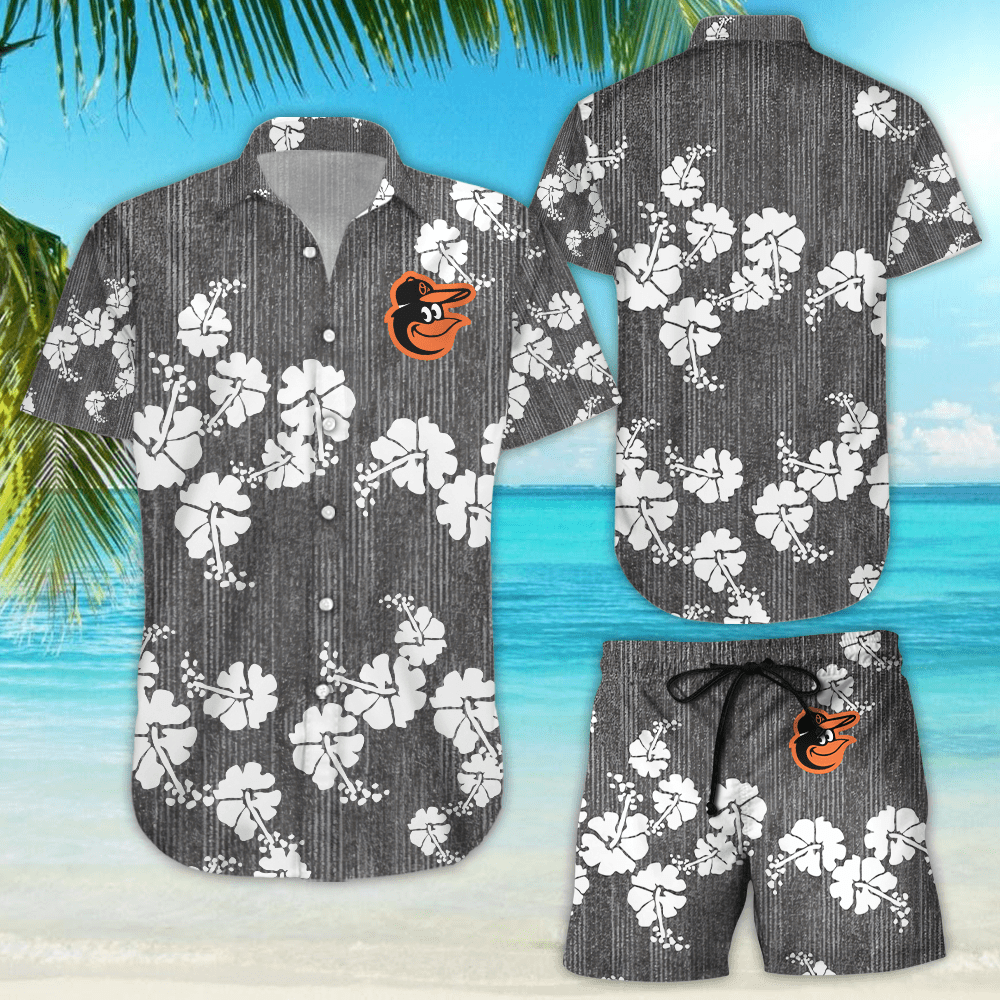 Baltimore Orioles 50th State Hawaiian Shirt Tropical Aloha Button Up