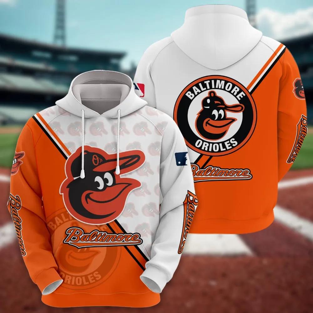 Baltimore Orioles Logo 3D MLB All Over Print Hoodie