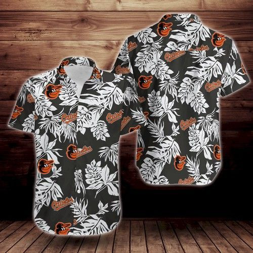 Baltimore Orioles Tropical Flower Hawaiian Shirt Tropical Aloha Button Up