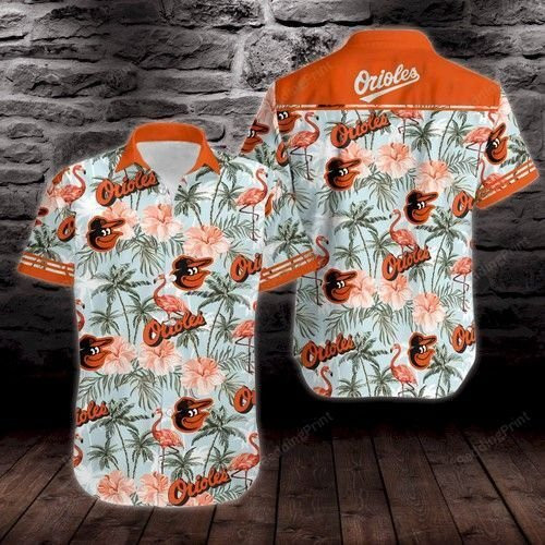 Baltimore Orioles Tropical Vector Seamless Pattern Hawaiian Shirt Tropical Aloha Button Up