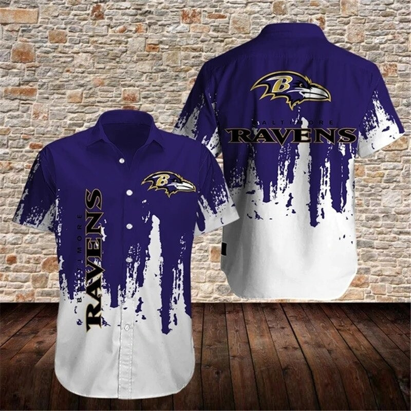 Baltimore Ravens Grafiti Hawaiian Shirt Tropical Aloha Button Up
