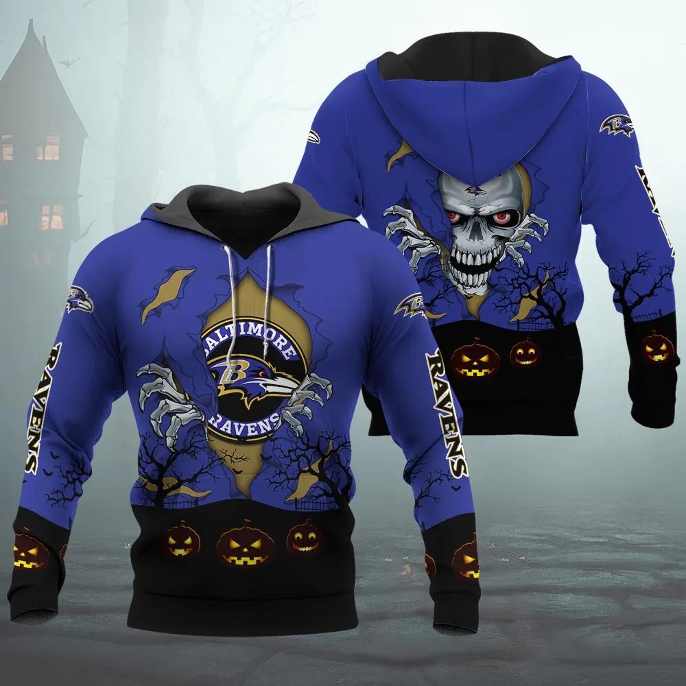 Baltimore Ravens Halloween 3D NFL All Over Print Hoodie