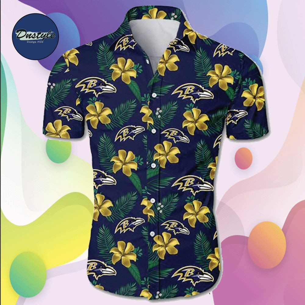 Baltimore Ravens Hawaiian Shirt Tropical Aloha Button Up