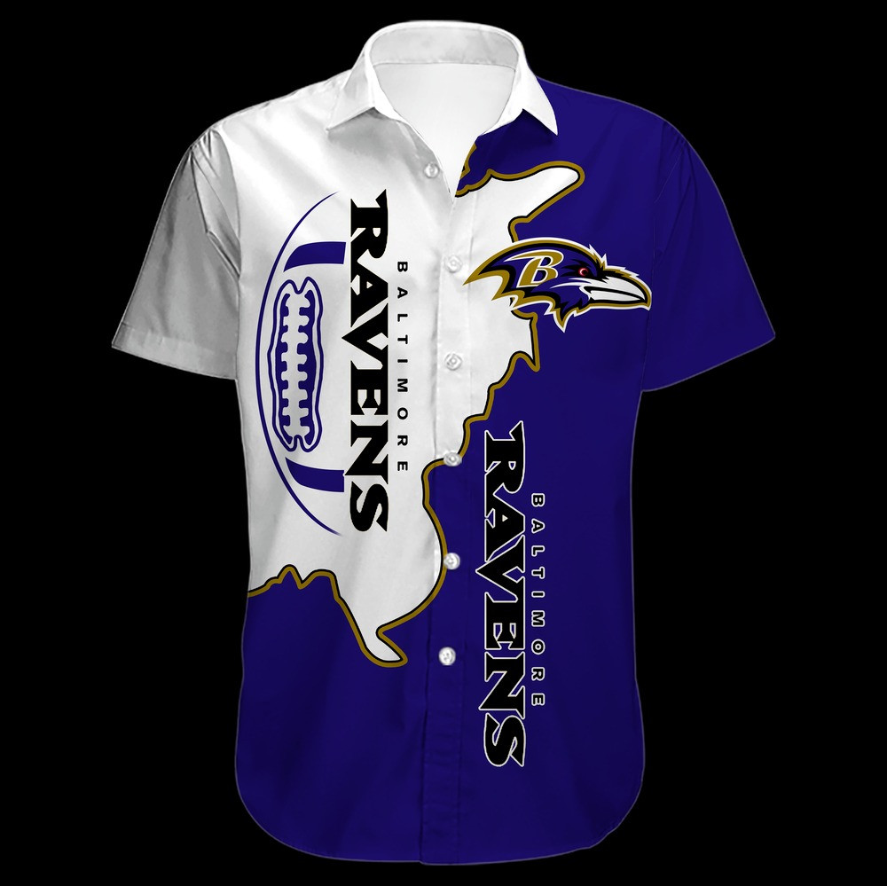 Baltimore Ravens Hawaiian Shirt Tropical Aloha Button Up