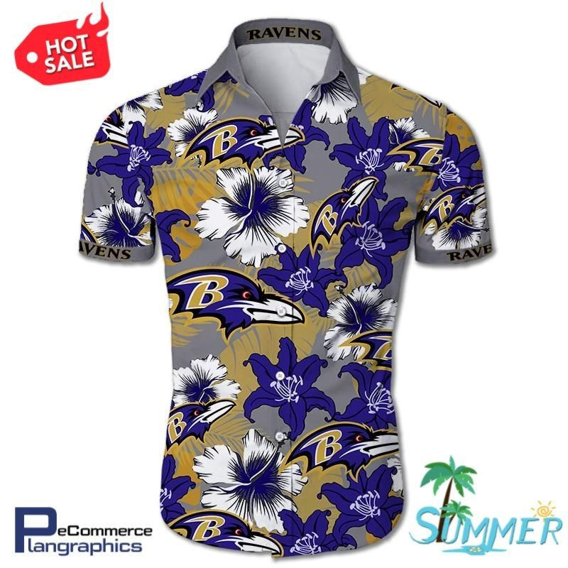 Baltimore Ravens Hawaiian Shirt Tropical Aloha Button Up
