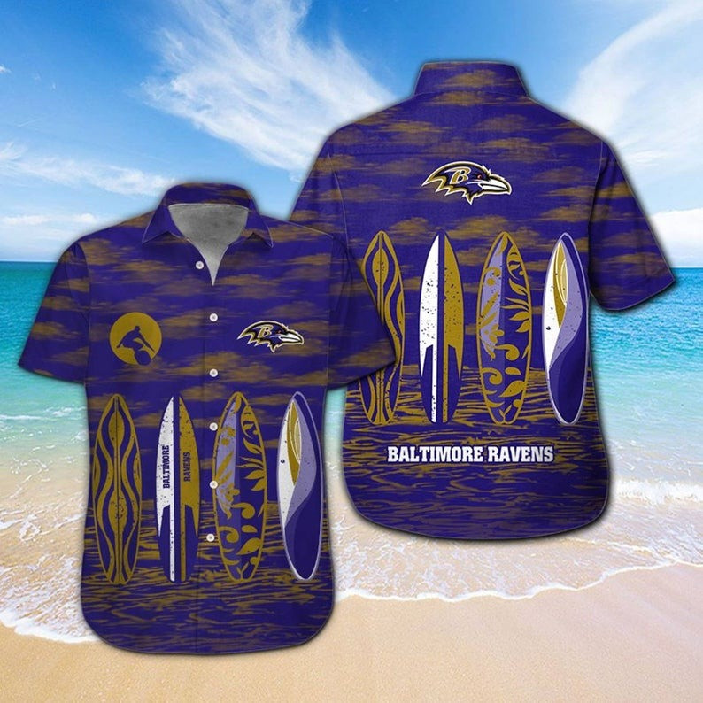 Baltimore Ravens M6 Hawaiian Shirt Tropical Aloha Button Up