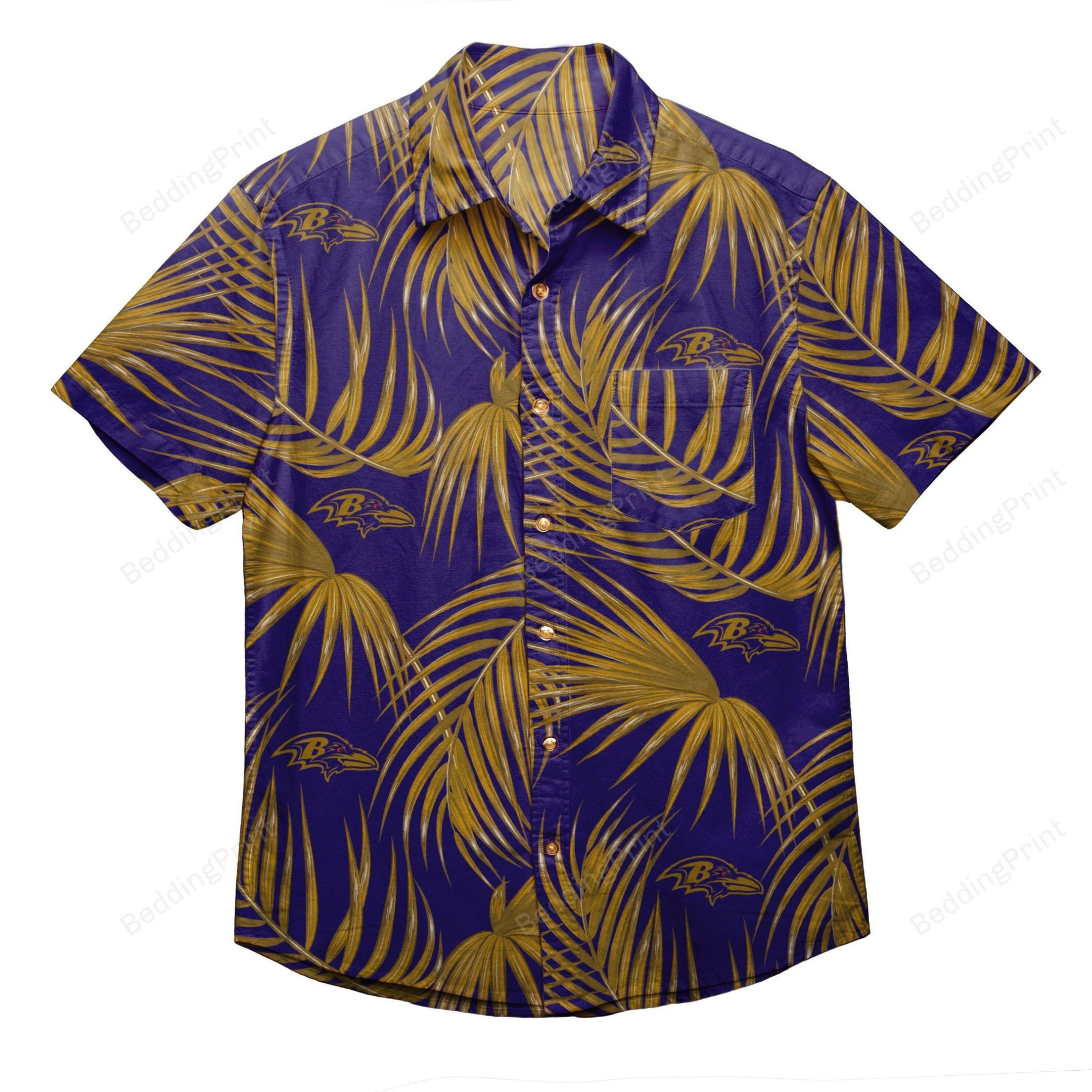 Baltimore Ravens Nfl Mens Hawaiian Shirt Tropical Aloha Button Up