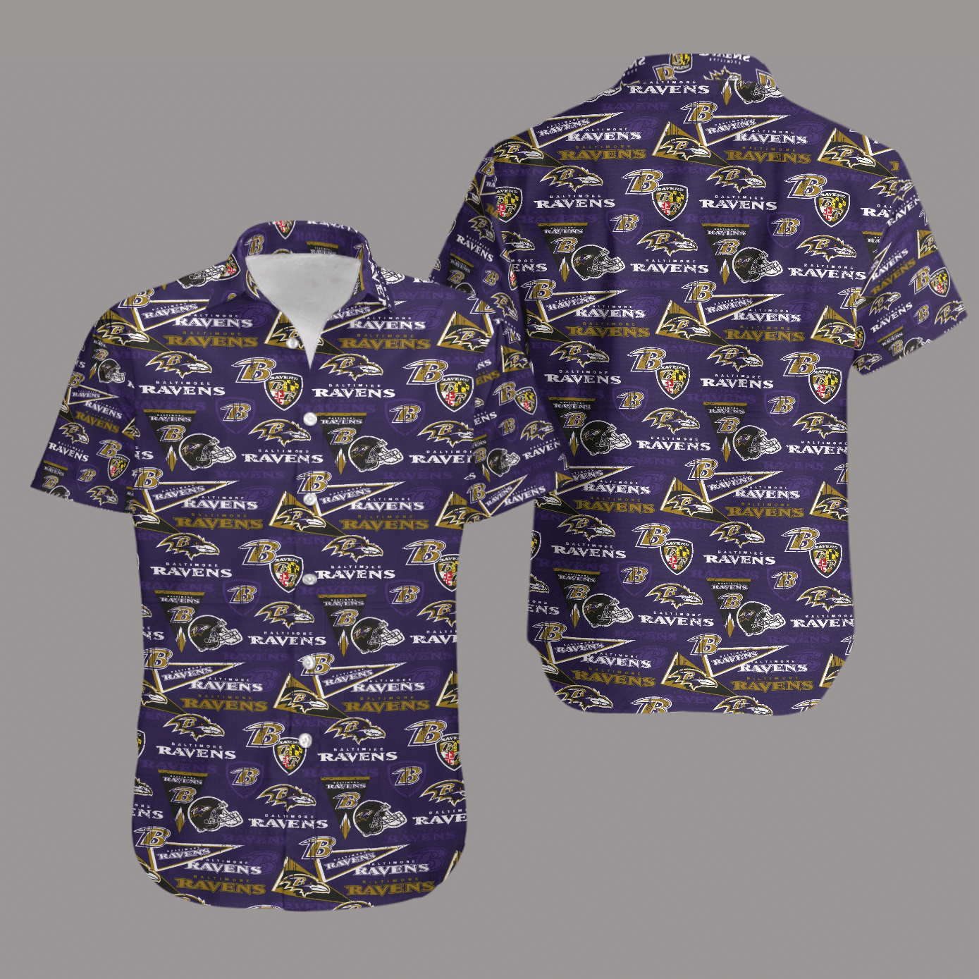 Baltimore Ravens Retro Aop Hawaiian Shirt Tropical Aloha Button Up
