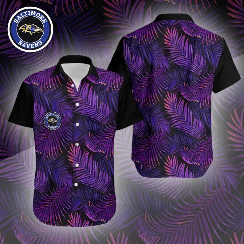 Baltimore Ravens3 Hawaiian Shirt Tropical Aloha Button Up