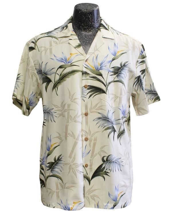 Bamboo Paradise Cream Hawaiian Shirt Tropical Aloha Button Up