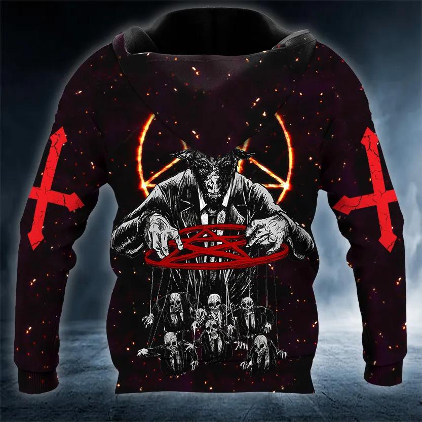Alternative view of Baphomet's Hunt Skull 3D All Over Print Hoodie