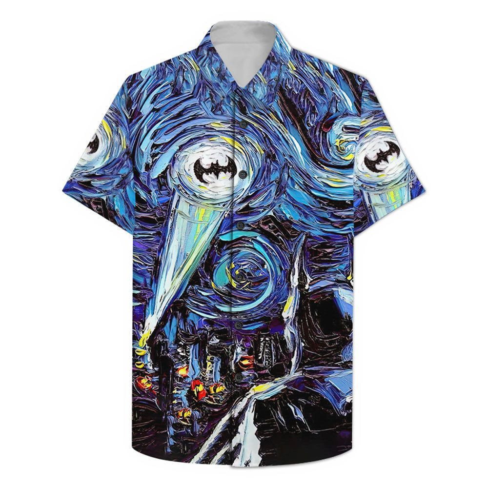 Batman Logo Oil Paint Hawaiian Shirt Tropical Aloha Button Up