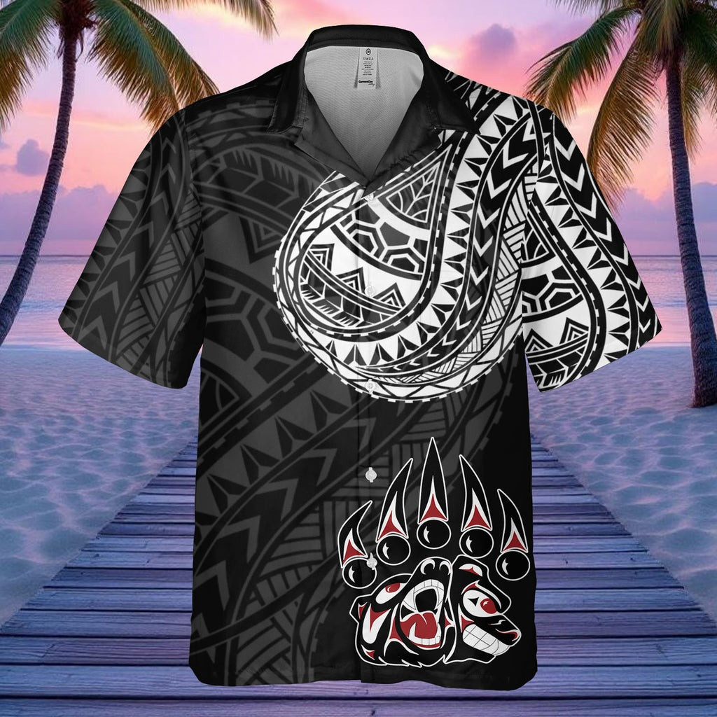 Bear Native American Hawaiian Shirt Men's Aloha Shirt Native American Style Clothing