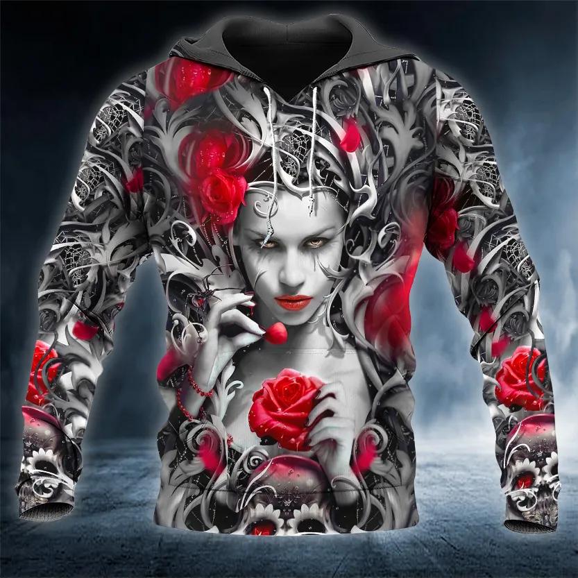 Beautiful Rose Queen Sugar Skull 3D All Over Print Hoodie