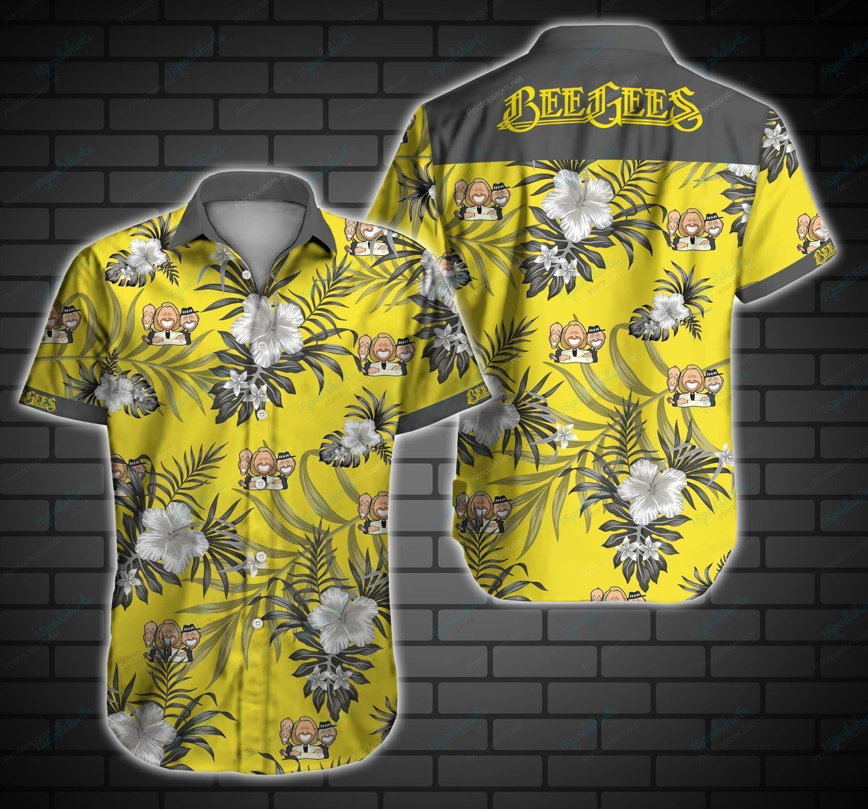 Bee Gees Hawaiian Shirt Tropical Aloha Button Up