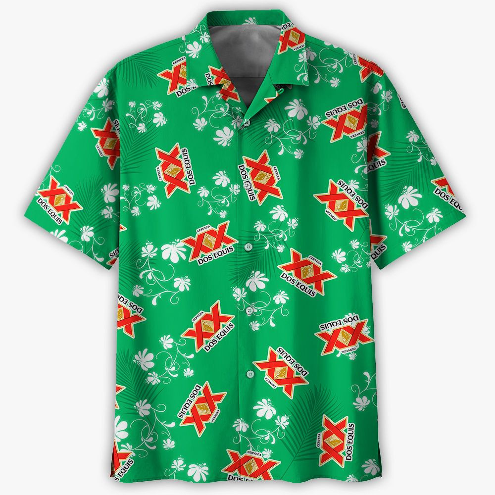 Beer Dos Equis Hawaiian Sleeve Shirts Hawaiian Shirt Tropical Aloha Button Up