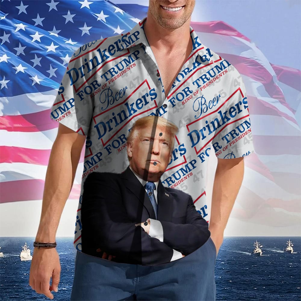 Beer Drinkers For Trump 2024 Hawaiian Shirt King Of President Trump Merch Beer Lovers Gifts