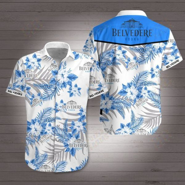 Belvedere Vodka Hawaiian Shirt Tropical Aloha Button Up