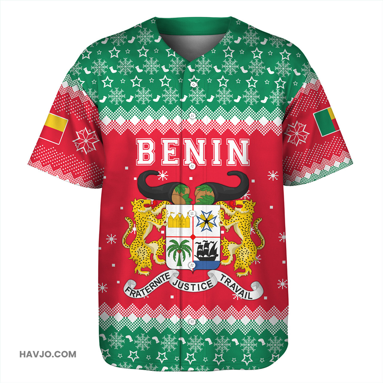 Benin Christmas Coat of Arms Baseball Jersey
