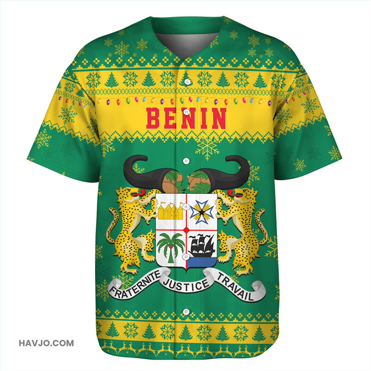 Benin Christmas Style Pattern Baseball Jersey