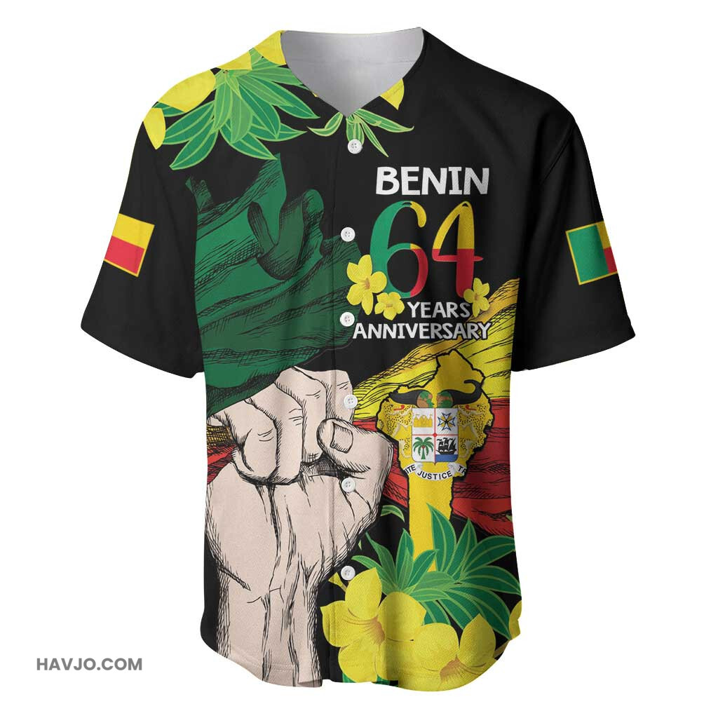 Benin National Day Happy 64th Independence Anniversary Yellow Allamanda Baseball Jersey
