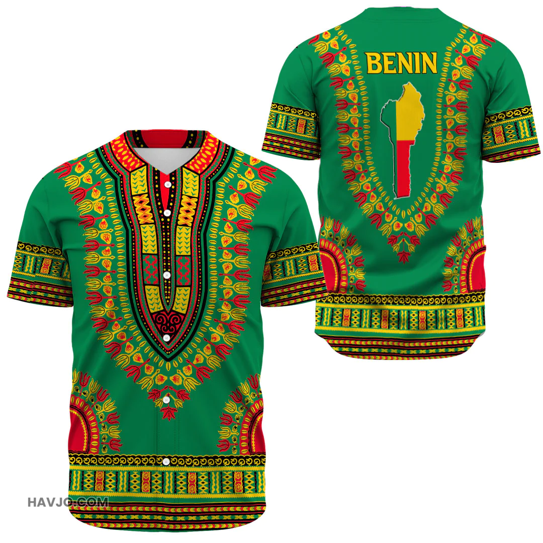 Benin Traditional Dashiki Baseball Jersey