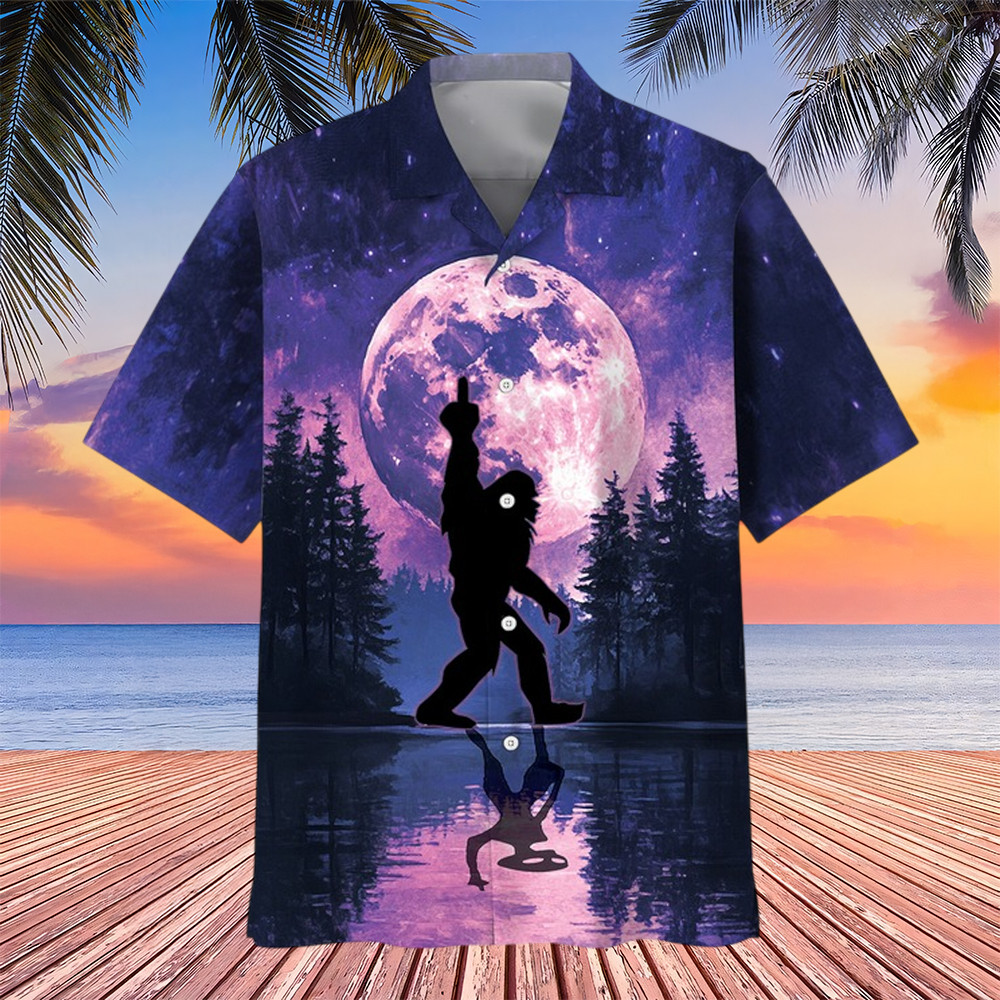 Bigfoot Alien Moonlight Hawaiian Shirt Alien Themed Shirt Gifts For Sasquatch Lovers