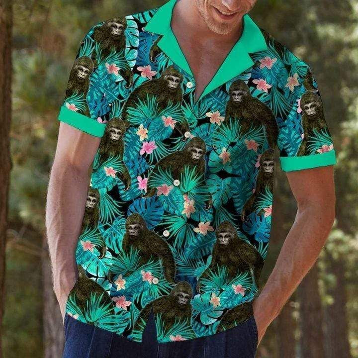 Bigfoot Dont Stop Believing Hawaiian Shirt Tropical Aloha Button Up