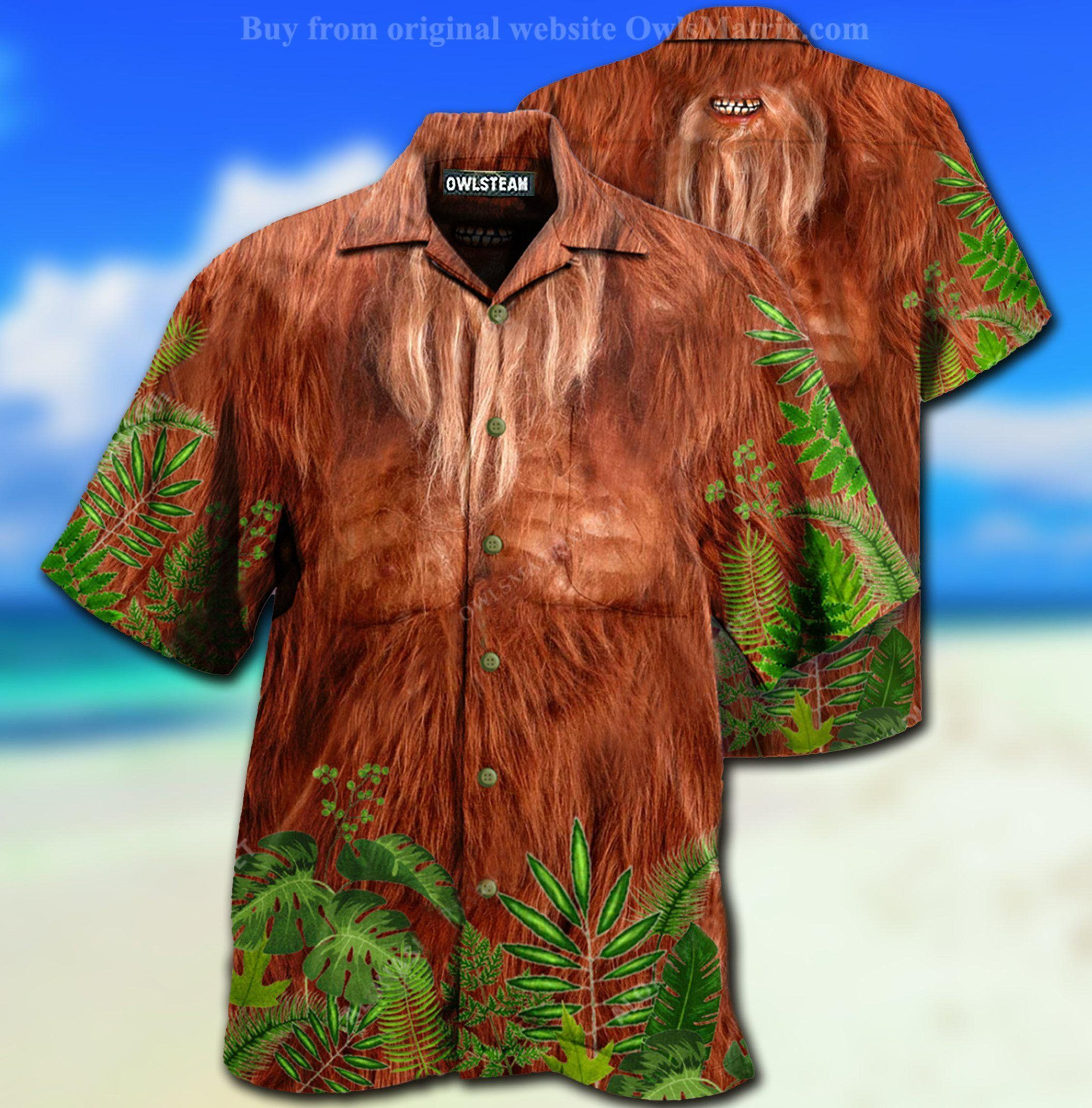 Bigfoot Hair Dont Care - Hawaiian Shirt Tropical Aloha Button Up