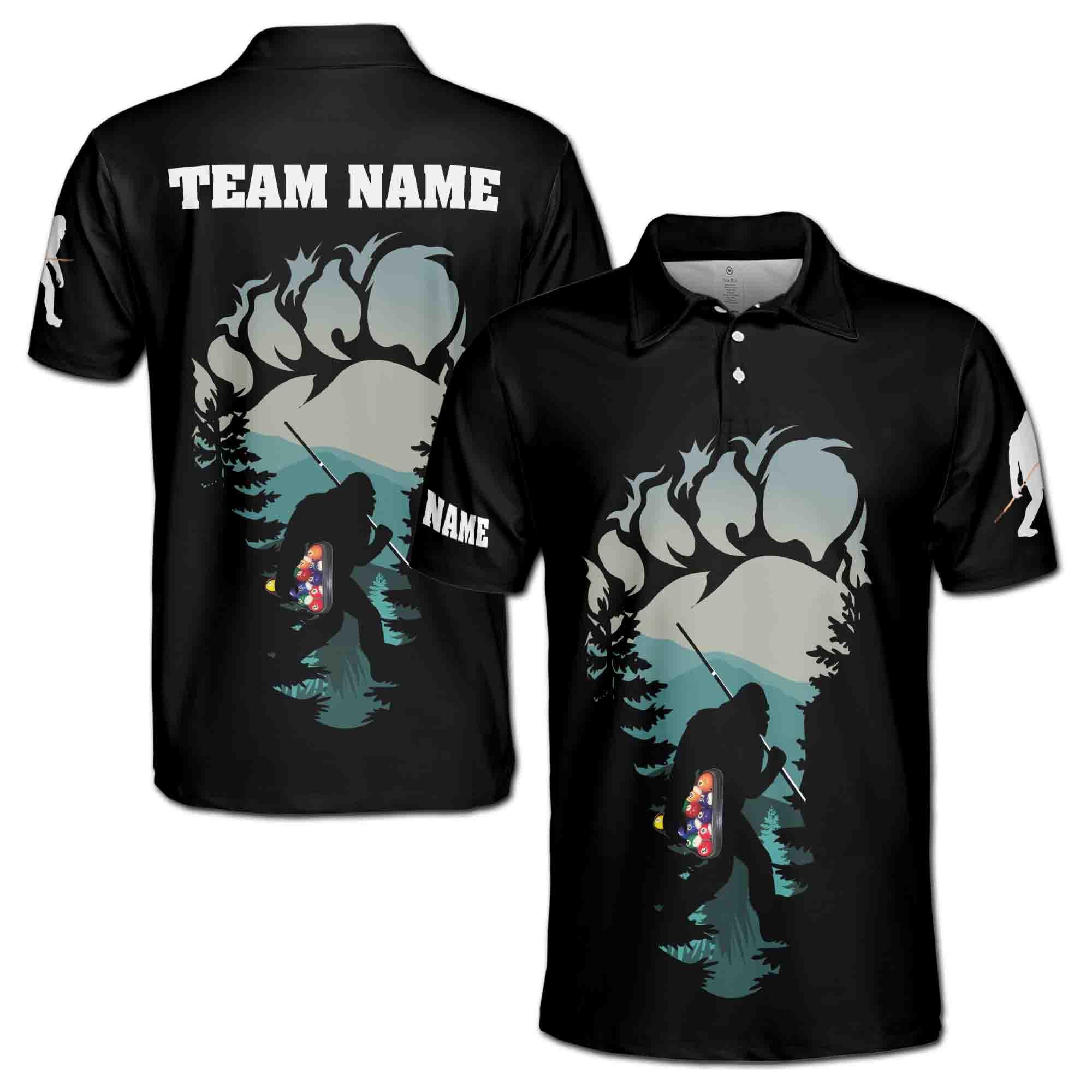 Bigfoot Holding Billiard Balls Personalized Men's Polo Shirt
