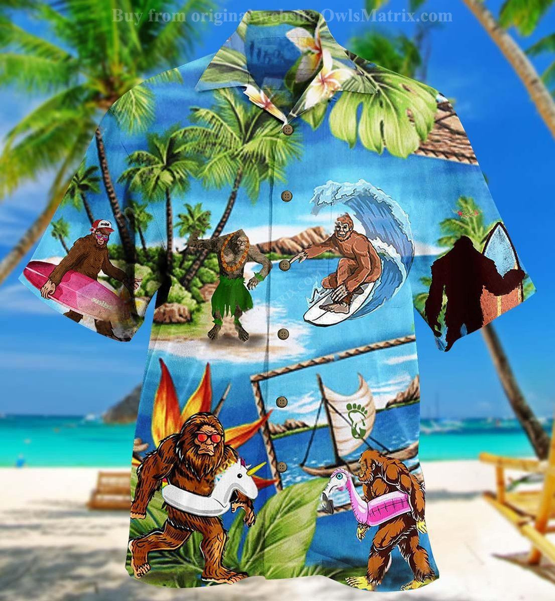 Bigfoot Love Beach Love Summer Limited - Hawaiian Shirt Tropical Aloha Button Up