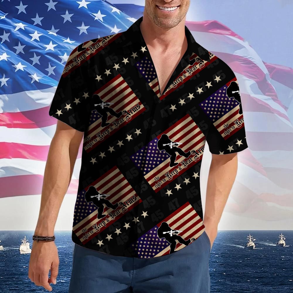 Bigfoot The Right To Keep And Bear Arms Hawaiian Shirt Pro Trump 45 47 Pro Gun Rights Merch