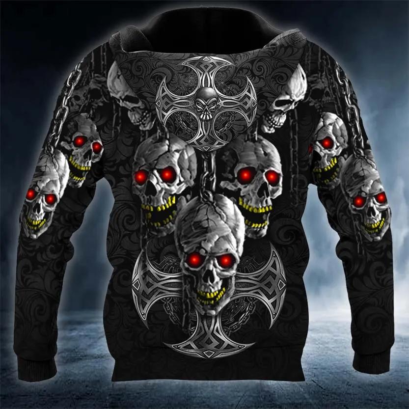 Alternative view of Black Chains Hanging Out Skull 3D All Over Print Hoodie