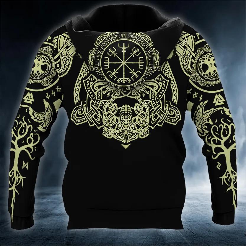 Alternative view of Black Dragons Viking Tattoo 3D All Over Print Hoodie