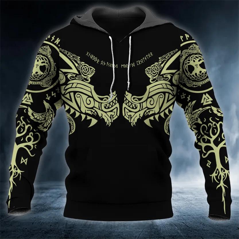 Black Dragons Viking Tattoo 3D All Over Print Hoodie
