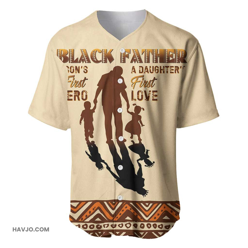 Black Father African Father with Son and Daughter Baseball Jersey