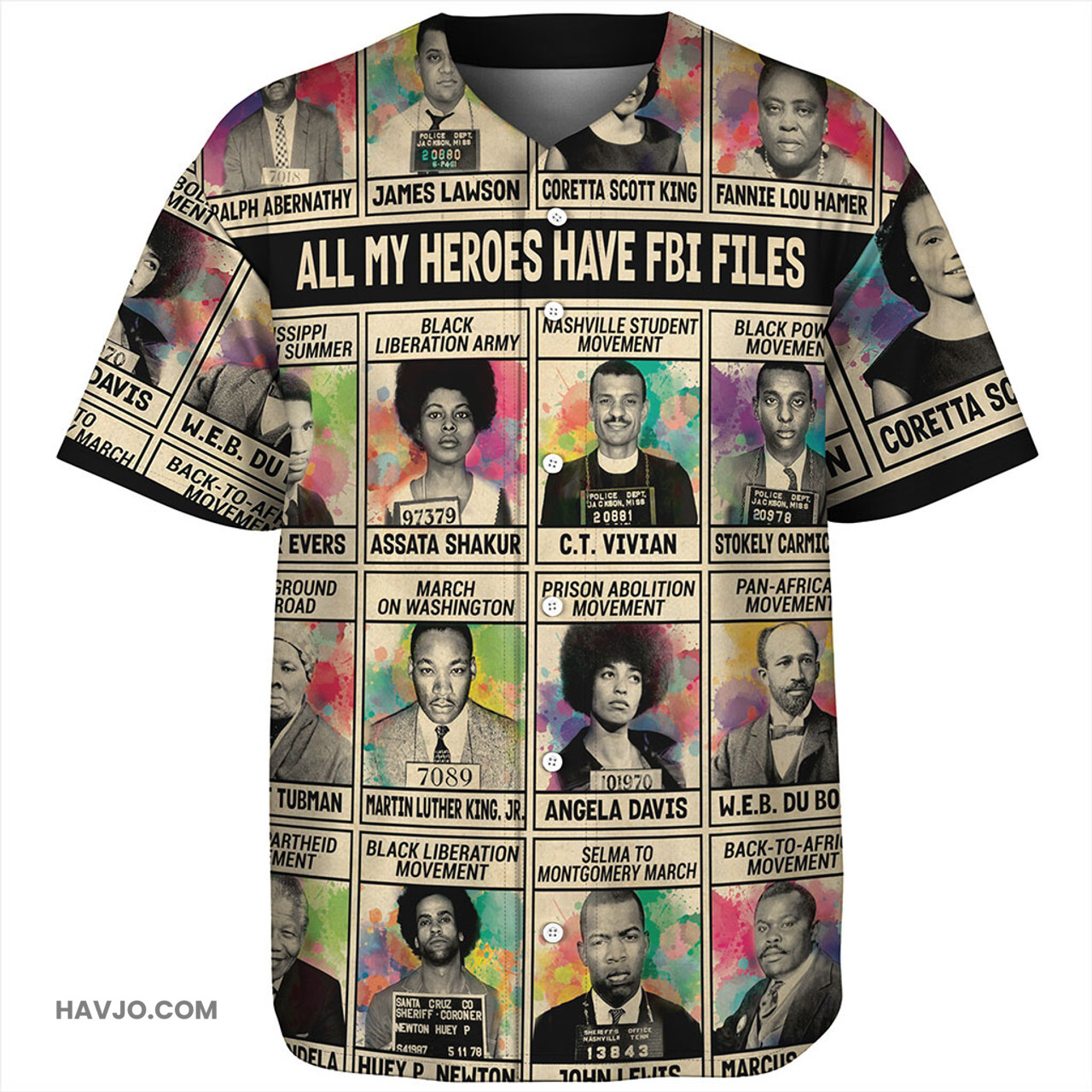 Black History All My Heroes Have FBI Files Baseball Jersey