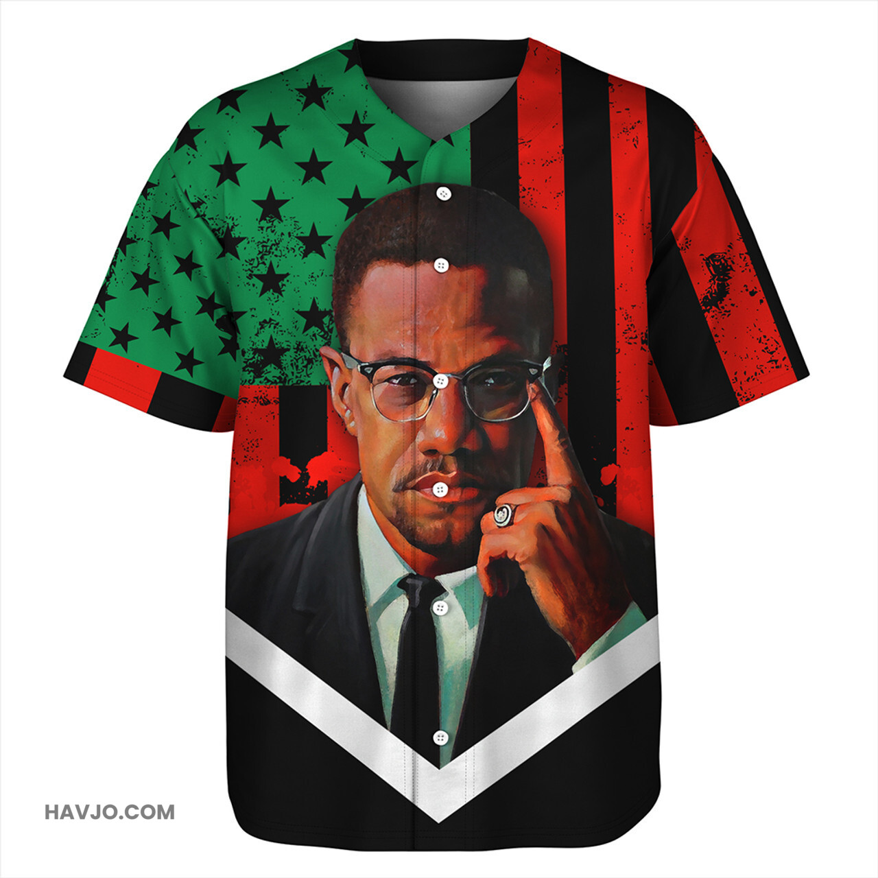 Black History American Malcolm X Baseball Jersey