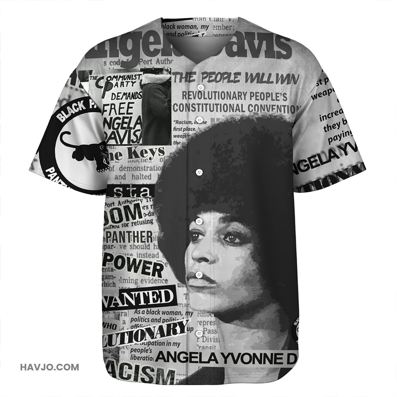 Black History Angela Davis Wanted Baseball Jersey